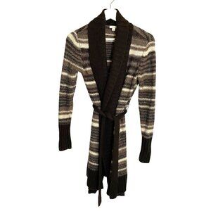 Caslon‎ Long Line Wool Blend Cardigan Tie Sweater Women's Size S Cozy Comfort